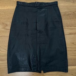Vintage Leather Pencil Skirt, Black, XXS